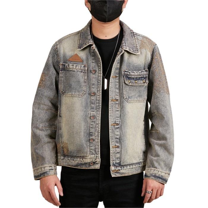 Retro Wash Denim Jacket for Men's New Workwear Casual American Heavy Jacket