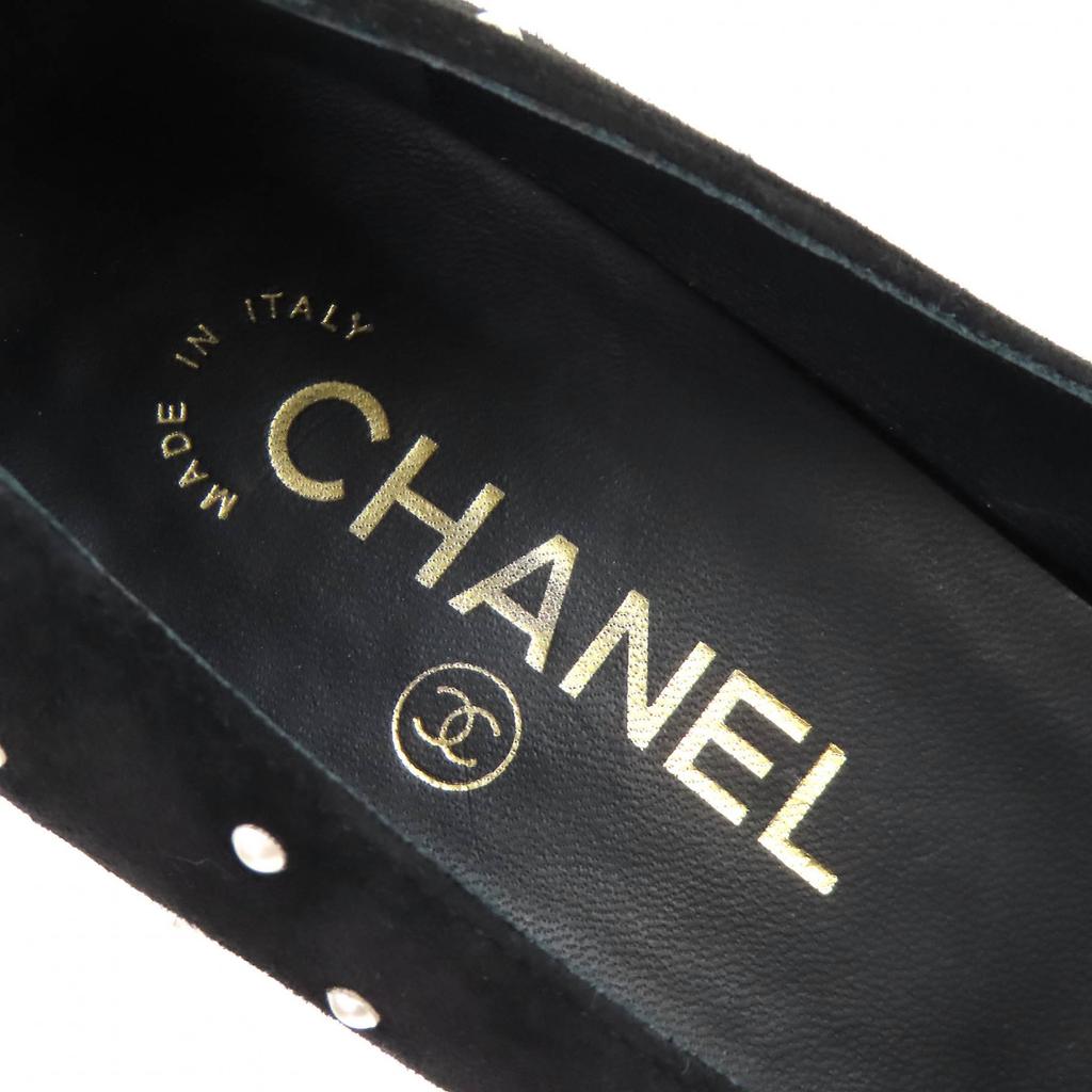 Great CHANEL pumps COCO Mark Faux Pearl Patent Leather Suede black 36 G33423 Used