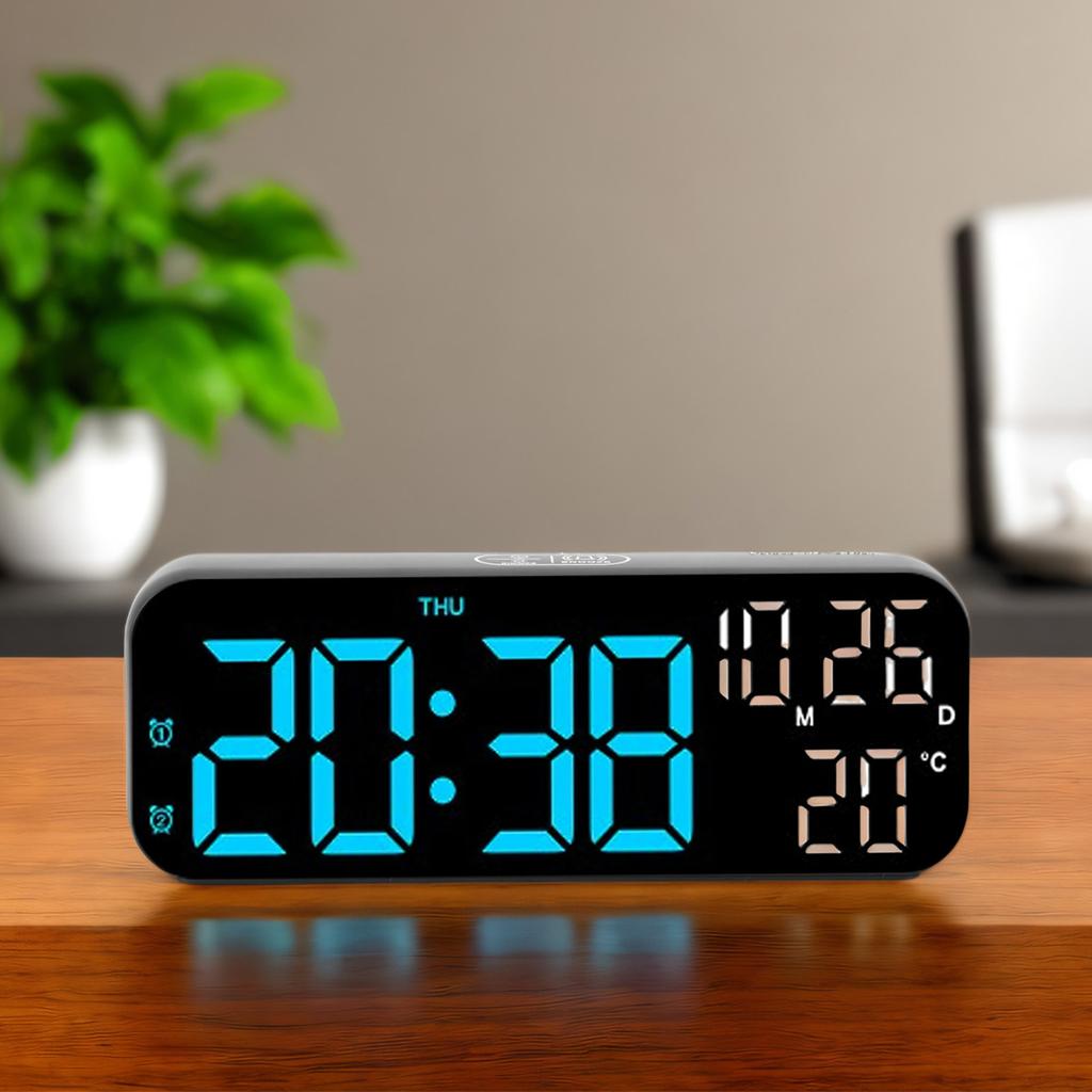 Digital Clock Dual Display Voice Control 3   Brightness Date Temp Display Countdown LED Electronic Alarm Clock