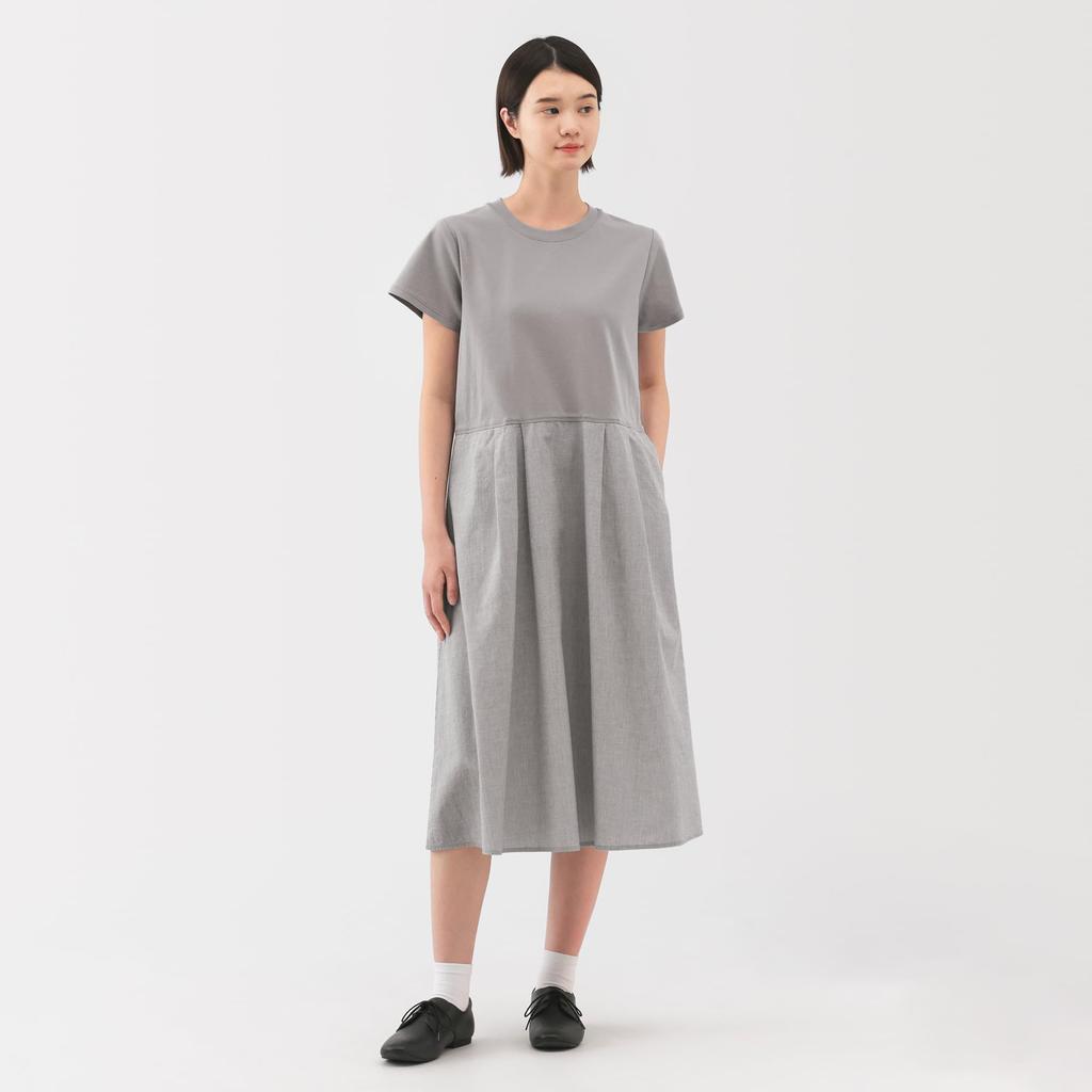 MUJI Cool Short Sleeve Size BC2LKA5S Women's Dress, Gray, M,