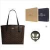 Coach City 33 Classic Monogram Logo Faux Leather Tote Bag Women tote Dark-Brown 5696-IMAA8