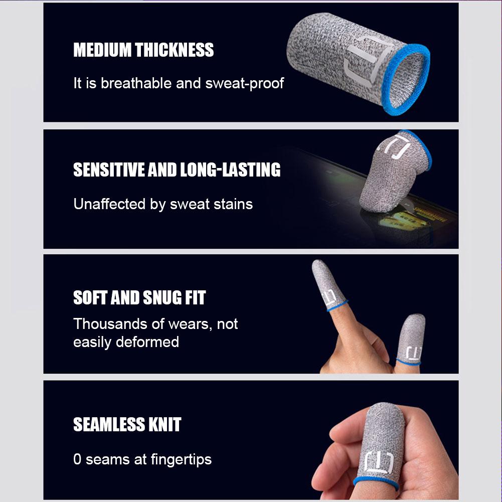 1Pair Finger Glove Fingertips Cot Anti-slip Gaming Touchscreen Finger Cover Thumb Finger Sleeves for PUBG Mobile Game