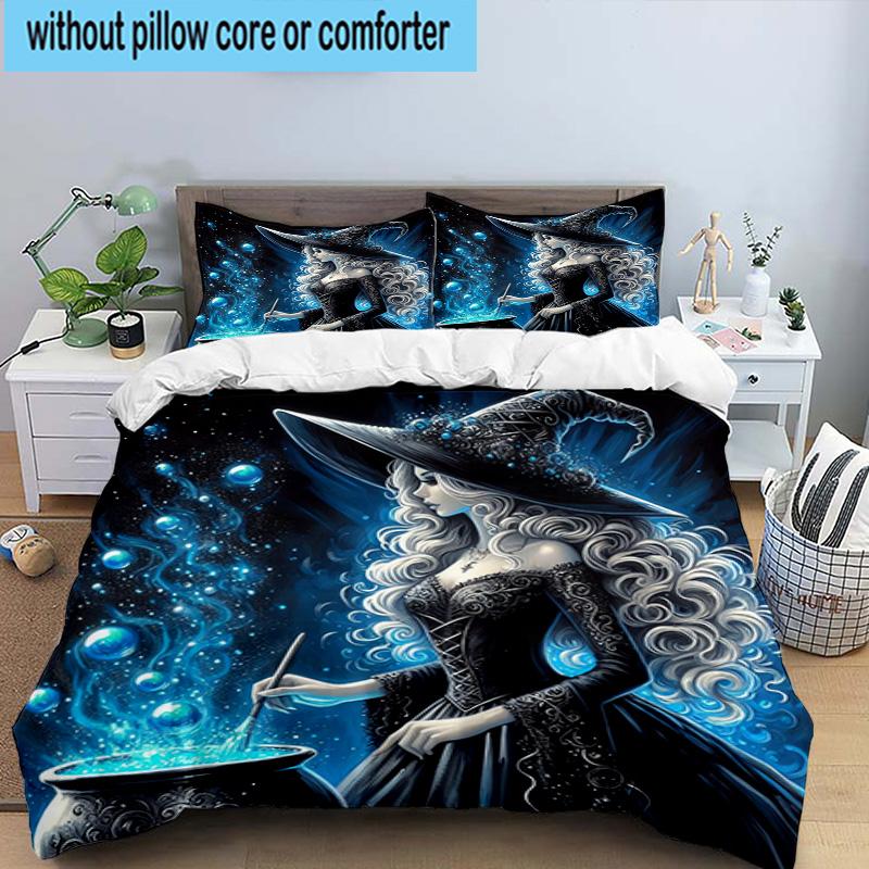 Witchcraft In The Moonlight 3pcs Bedding,Including 1pc Duvet Cover And 2pcs Pillowcases Perfect for Christmas,Ideal for Bedroom, Dormitory