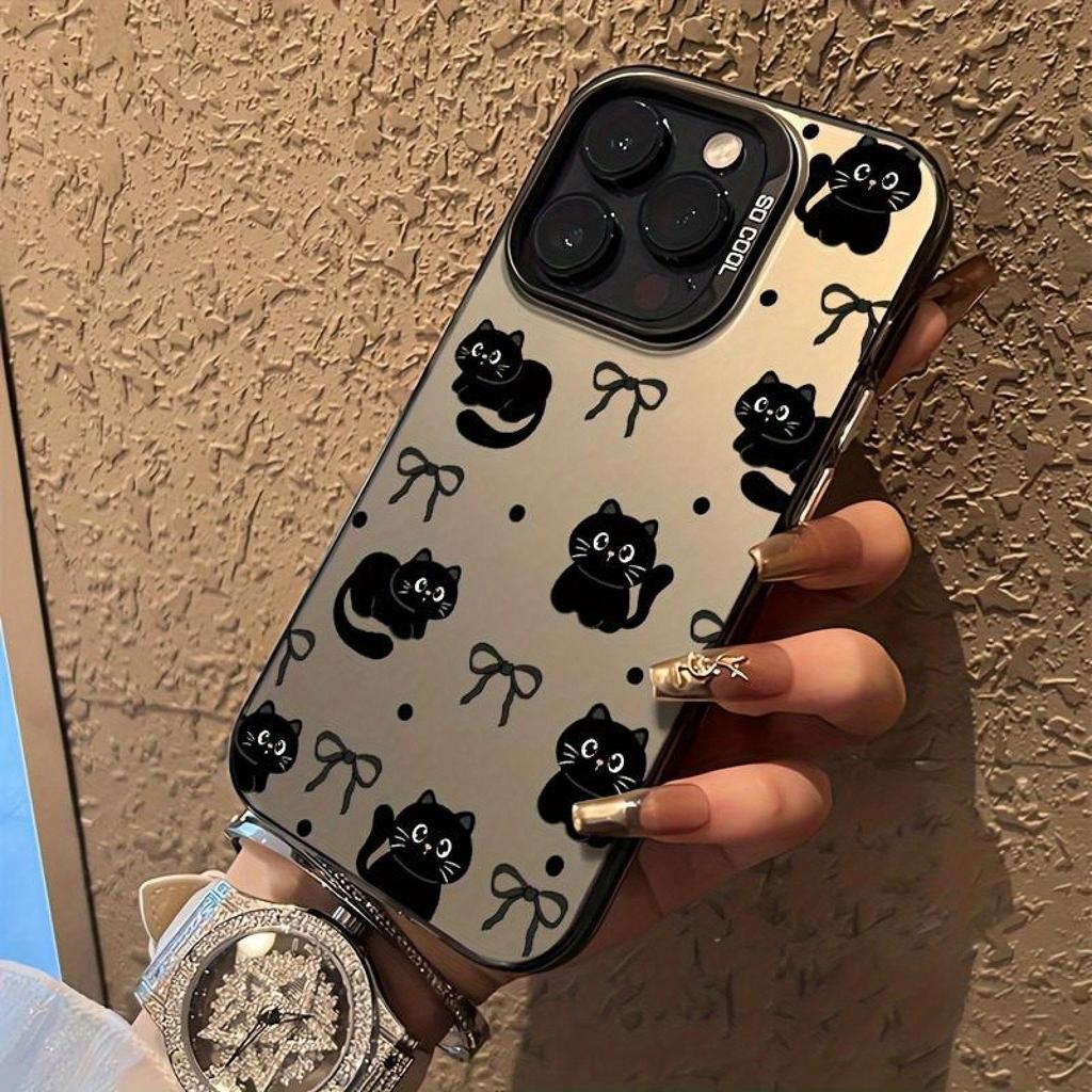 Butterfly Black Cat Pattern Laser Matte Phone Case For iPhone 11 12 13 14 15 1617XR X 12 13 Plus Pro Max SE series For girlfriends boyfriends friends