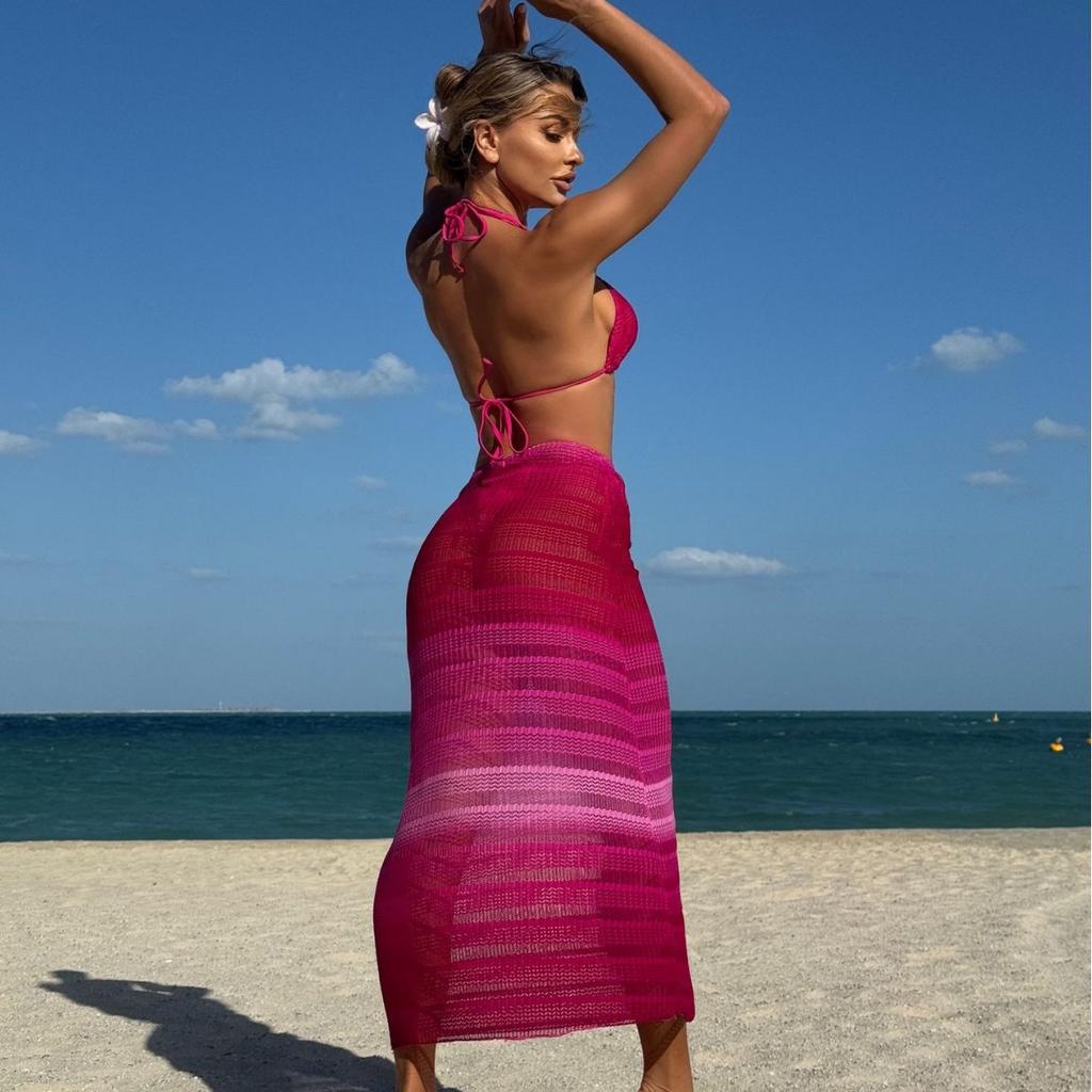 2026 Gradual Change Mesh Three-piece Beach Dress Sexy Bikini