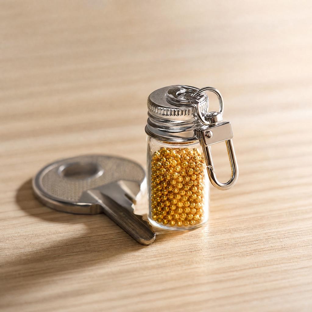 Glass Bottle Pendant for Home Kitchen Storage, Decorative Hanging Jar, Small Gold
