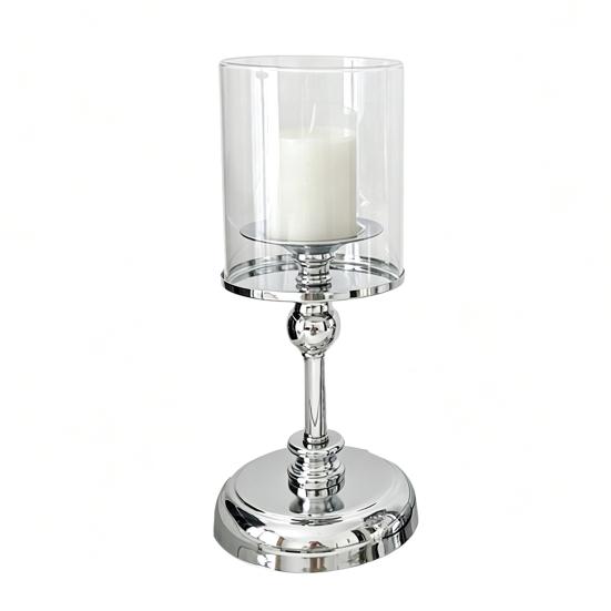 Jijijing Glass Candle Holder, European Style Pillar Metal Tall Candlestick for Candles And Tealights, Romantic Table Centerpiece Wedding Party