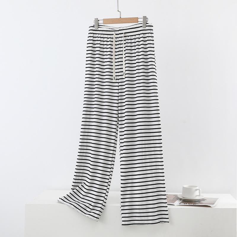 Women's Striped Wide-Leg Pants: Spring/Summer, Lightweight, Loose Fit, Versatile, Plus Size