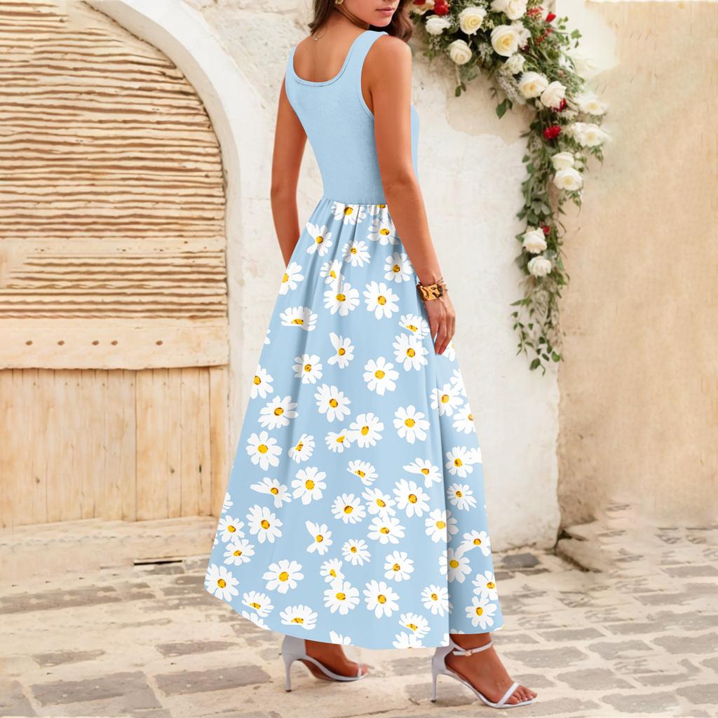 Women's Flowing Dresses Women's Summer Dresses Casual  Long Dresses Cute Floral Long Dresses