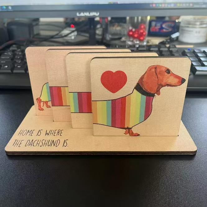 Creative Wooden Rainbow Sausage Dog Roller Coaster Toy For Kids - Non-Toxic Wood Educational Plaything M