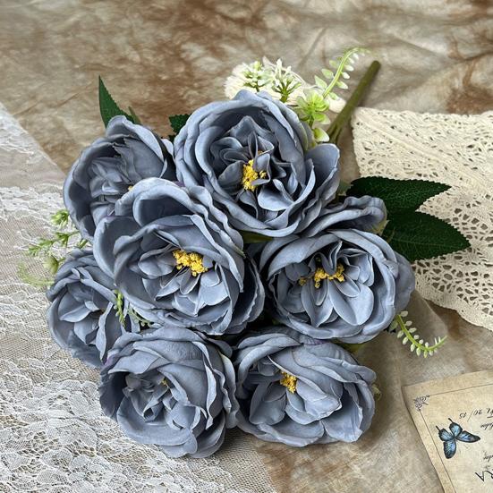 Artificial Rose Bouquet 7 Head Realistic Fake Flower Home Office Wedding Party Table Centerpiece
