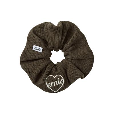 Heart Logo Knit Scrunchie Brown