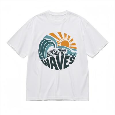 Herren Trend Leicht Stretch Bequemes Klassisches T-Shirt Sonne und Meer Design Bedrucktes T-Shirt