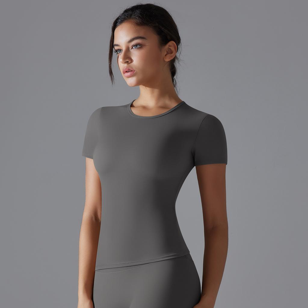 Nessaj Slim Women Short Sleeve Shirts Summer Short Sleeve Top Elasticity Casual T Shirts