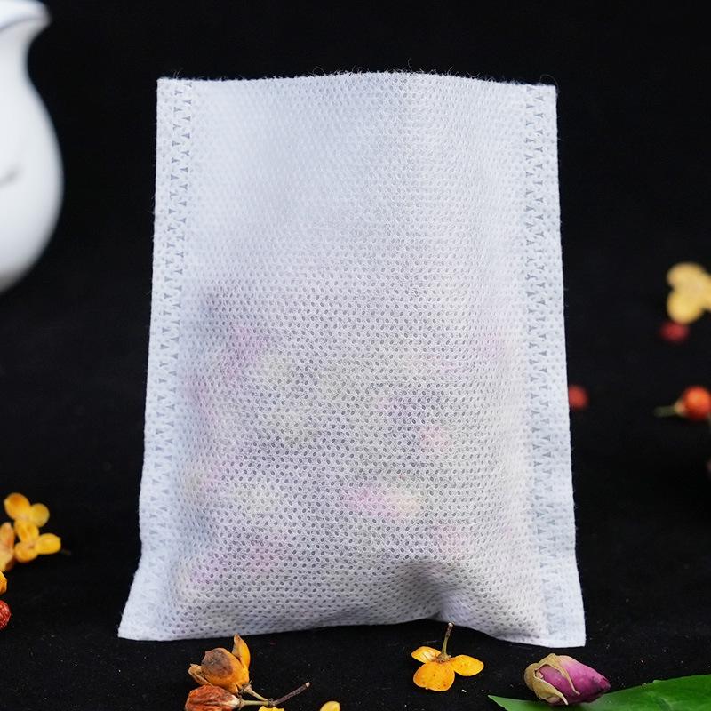 Full-size Heat-seal Flat Bottom Non-woven Food-grade Disposable Tea Bag with Dregs-filtering for Chinese Medicine Packaging Tea Bag (100 pieces) - Heat-seal 5x7cm - White