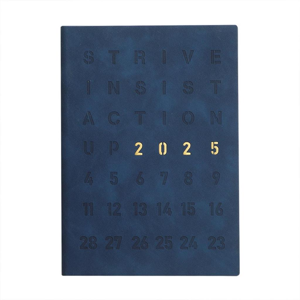 Full English pages, 2025 calendar, A5 thickened leather student time planner, business notepad, 365-day daily planner, memo, notebook