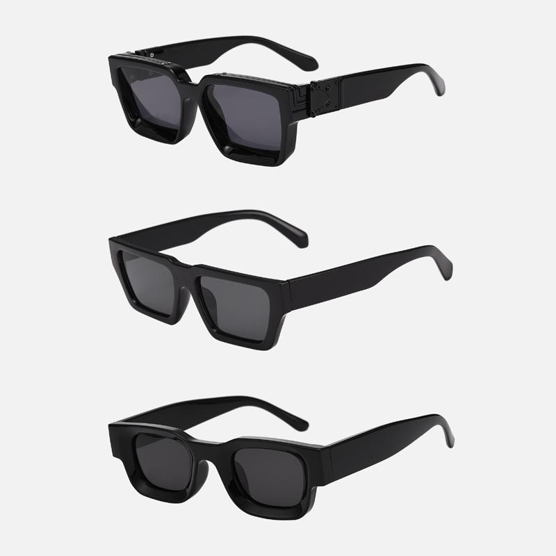 3pcs Brand Rectangle Sunglasses Women Men Shades Retro Square Black Sun Glasses Eyewear Trendy Punk Eyeglasses For Male UV400