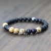 Frosted Black Onyx 8mm Tiger Eye Stone Beaded Bracelet Men Couple Natural Strings Casual Accessories Holiday Gifts