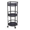 Metal Utility Cart Rotatable 3 Tier Multifunctional Foldable Round Storage   Trolley for Kitchen