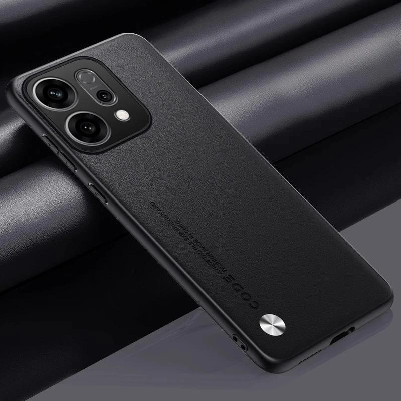 For Reno 14 Pro 5G Reno14 Plain PU Leather Phone Case For OPPO Reno 14Pro Matte Cover Silicone Shockproof Soft Edge Back Cover