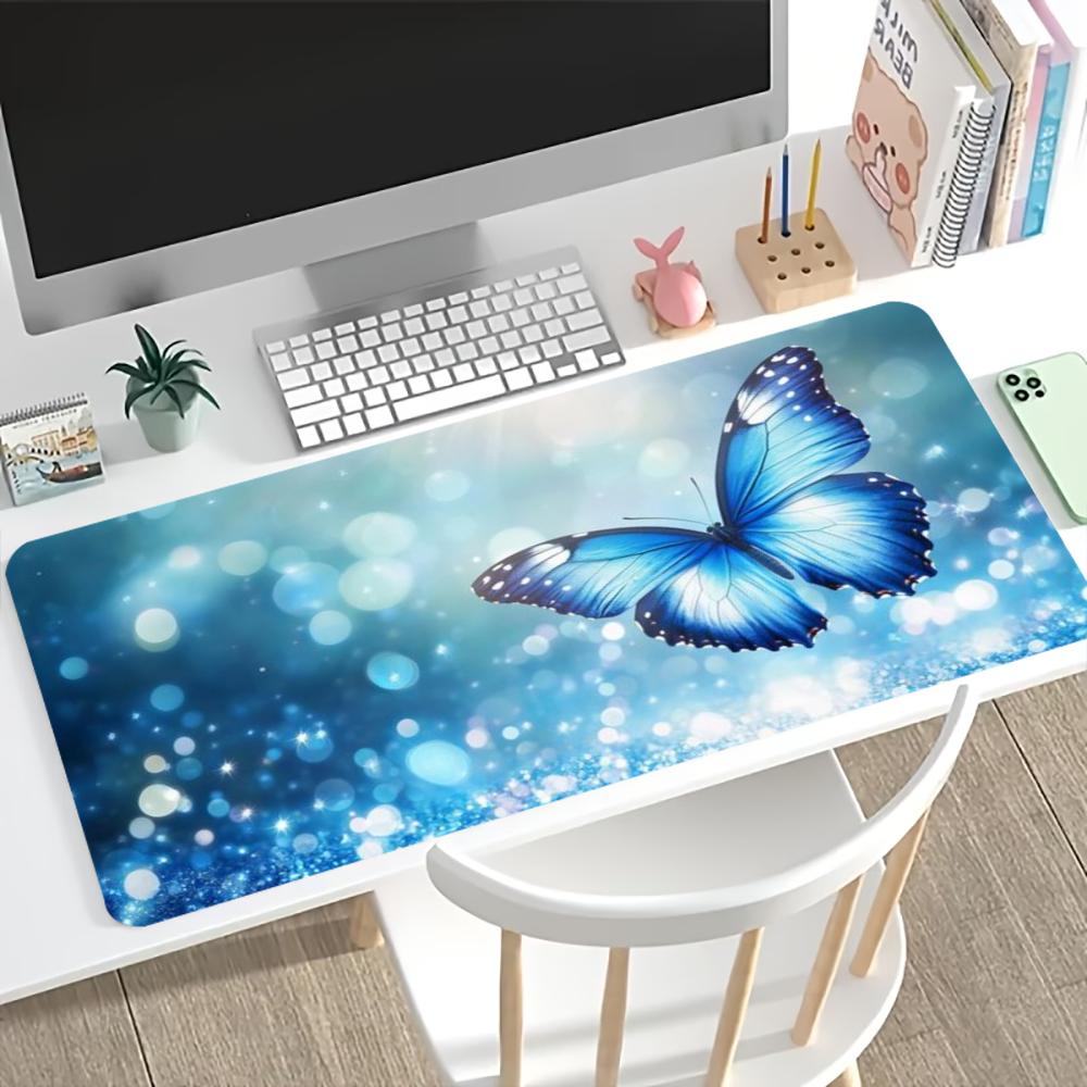 Tappetino Mouse Gaming Farfalla Blu Glitter di Cristallo Gomma Antiscivolo Liscio Grande Tappetino da Scrivania Per Giocatori Ufficio Scrivania Cancelleria