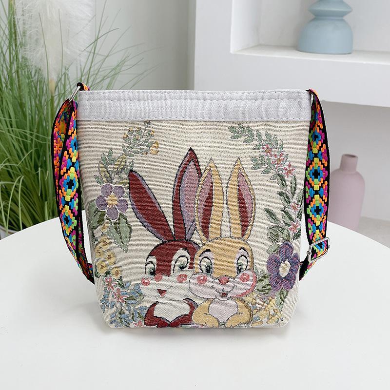 

Новая мультяшная вышитая тканевая сумка кролик сова сумка-мессенджер ходить по магазинам ручная кладь
