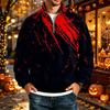 Men's Loose Fit Raglan Sleeve Sweatshirt with Stand Collar and Halloween Print for Parties and Daily Wear