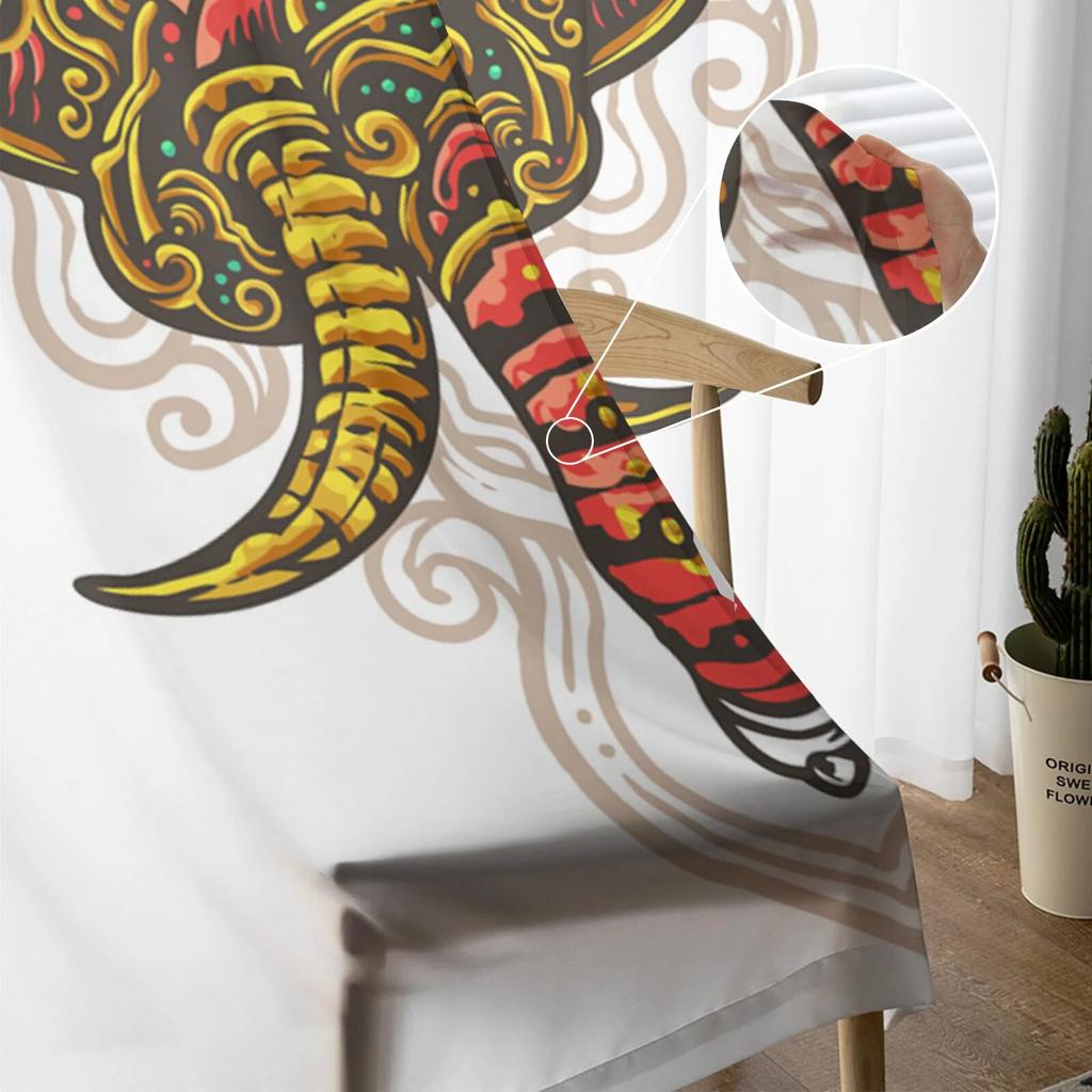 Elefantlinjer Geometri Tyll Gardiner för sovrum Hall Vardagsrumsinredning Chiffonggardin för balkong Kök Hemdraperier