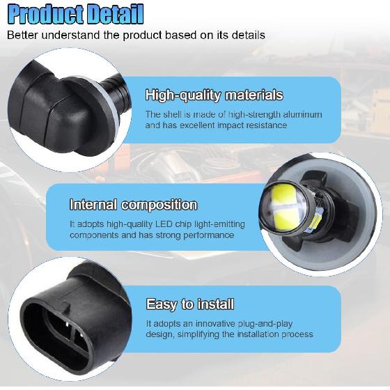 2PCS Bright 50W 881 LED Fog Light Bulbs, 881, 889, 862, 886, 894, 896, 898 Xenon Headlight Bulb Replacement, 6000K Extremely Bright LED Cool White