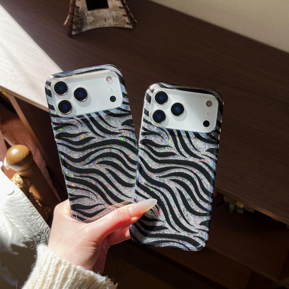Simple Zebra Pattern Pple 17promax Mobile Phone Case Is Suitable for Phone16pro Protective Case, Anti-drop 15plus Magnetic Mirror 14pro