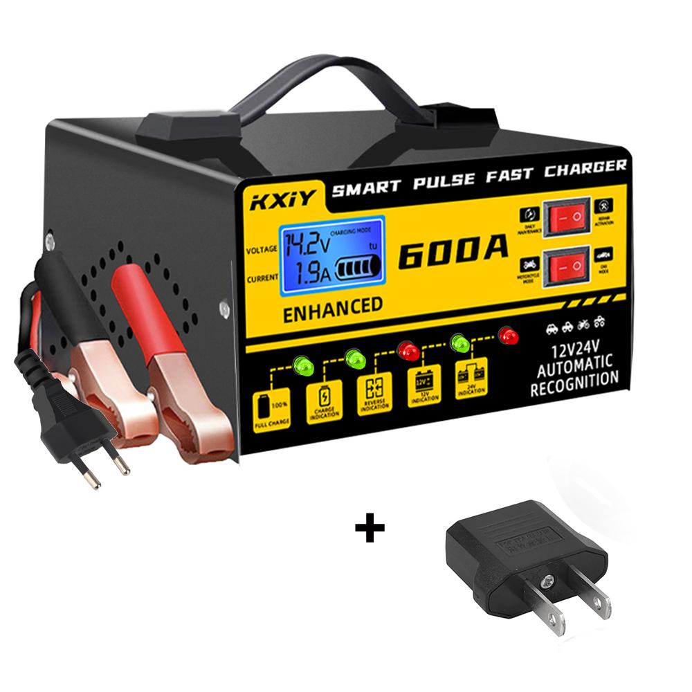 

Car RV Truck Trailer Intelligent Smart Battery Charger Multifunctional 12V 24V 600A Pulse Repair Voltage Temperature Detection