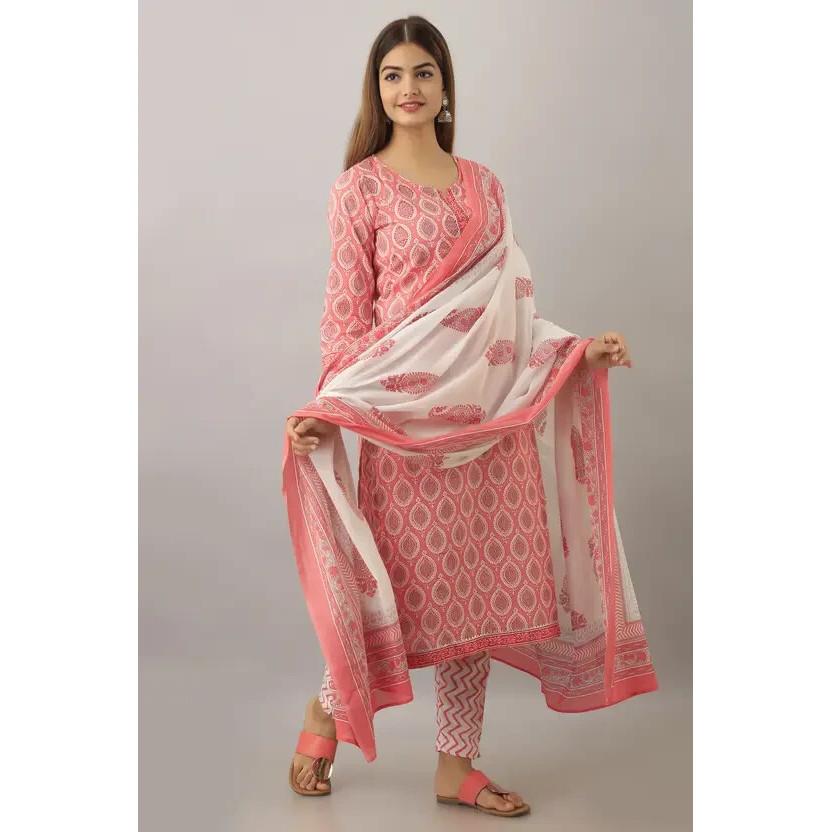 Damen Partykleidung Kurta Hose Dupatta Set Indisch Pakistanisch Oberteil Tunika Kurti Kleid VF-20217