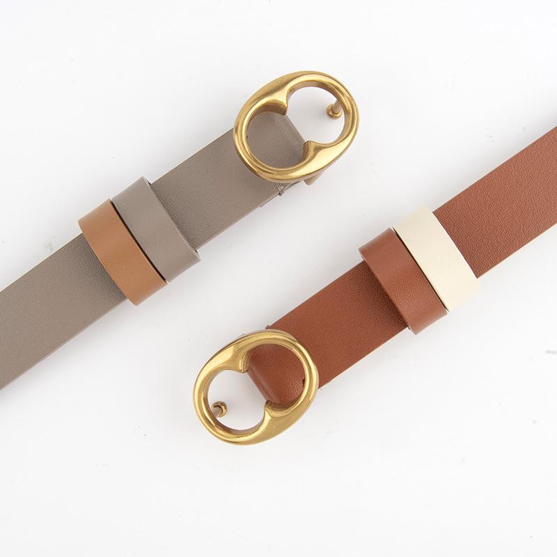 Genuine Leather Women's Thin Belt Coat Decoration with Dress High-end Accessories Waist Belt for Girls