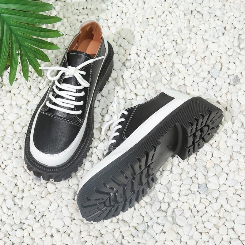 Fashion Women Shoes Autumn Round Toe Black Flats Loafers With Fur Casual Female Sneakers Ladies' Footwear Oxfords Clogs Platform Fall Cr