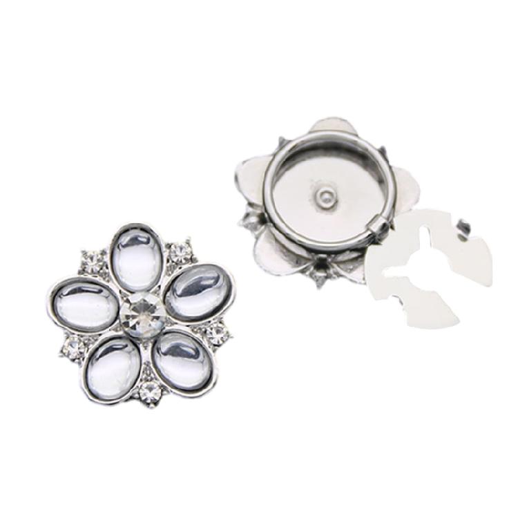 Shirt Button Cover Decorative Button For Women Wedding Accessories Rhinestones Flower Design Button Clip for Formal Shirt