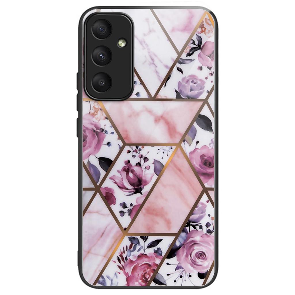 For Samsung Galaxy A55 5G Tempered Glass+PC+TPU Case Marble Pattern Phone Cover