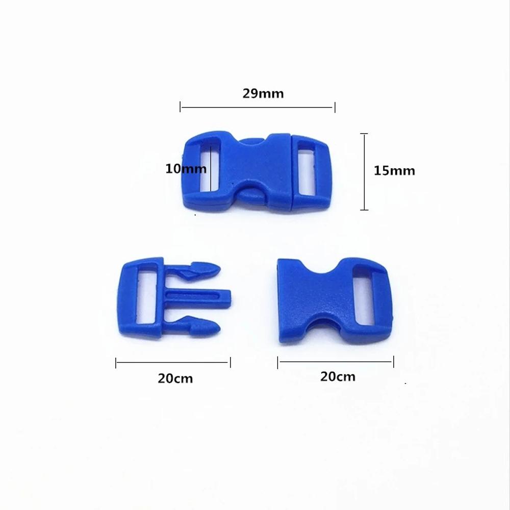 DIY Plastic Bracele Parachute 10mm 3/8" Side Release Buckle Outdoor Camp Paracord Webbing Strap
