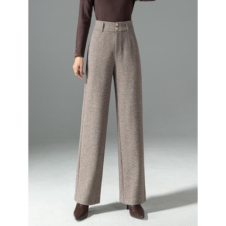 Meilad Women s Winter Woolen High-Waist Slimming Wide-Leg Trousers 32