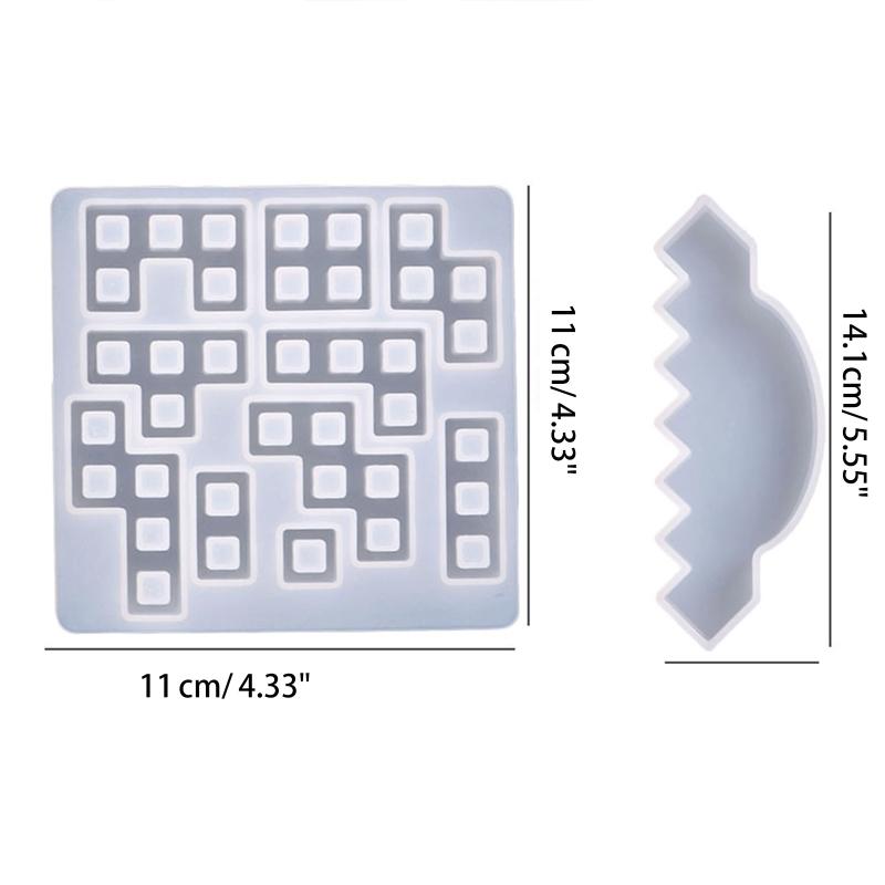 Resin Molds Mini Cube Silicone Square Epoxy Crystal DIY Stackable Puzzle Interlocking Blocks Casting Jewelry Kit for Kid