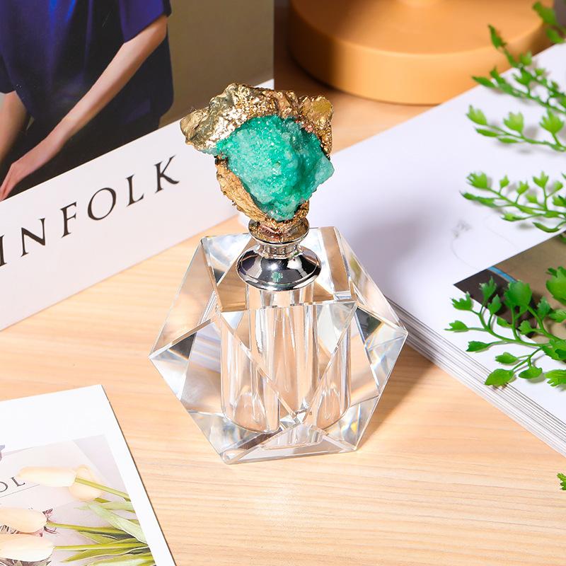 Creative Polygon Crystal Glass Perfume Bottle Amber Crystal Agate Perfume Bottle Luxury Home Decorative Jar Home Decor