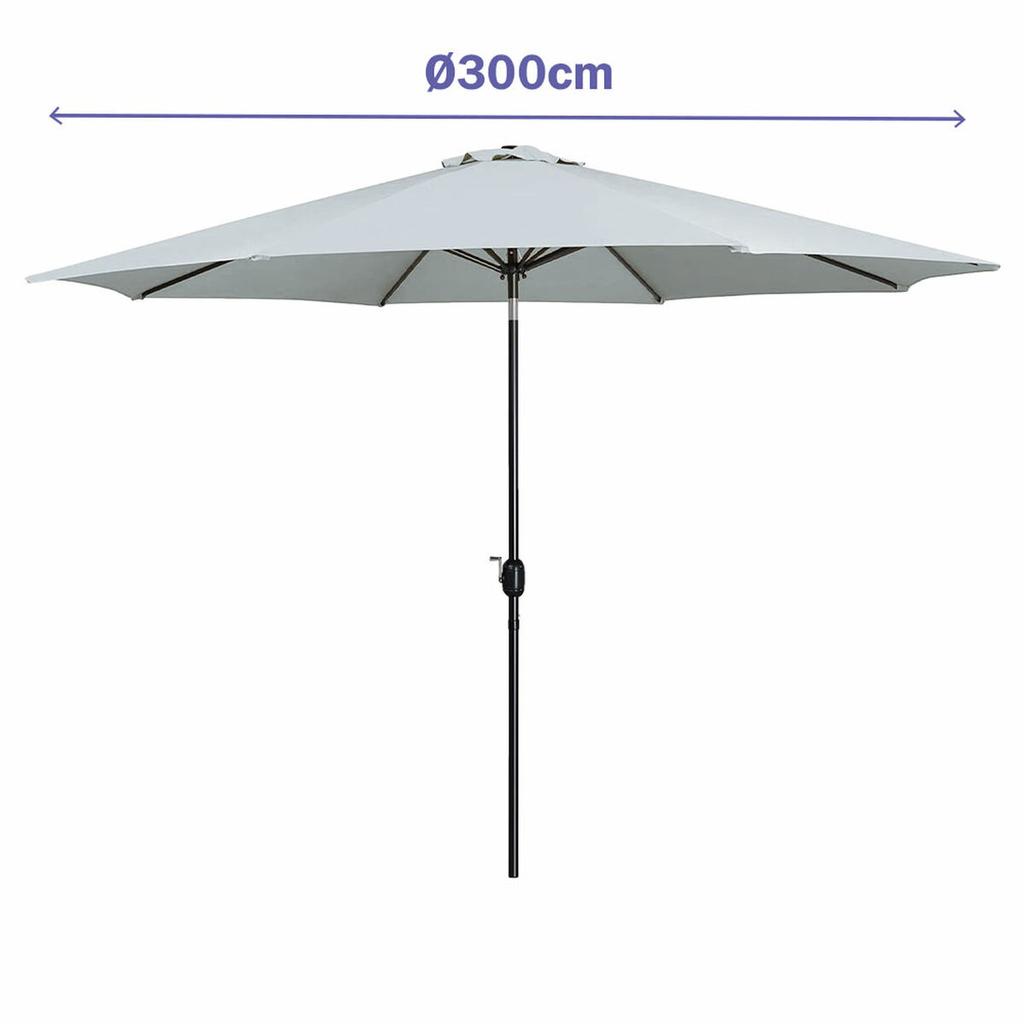 Marbueno Umbrella Steel 8 Ribs D300 cm Polyester White Garden, Pool, Terrace 10487