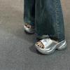 Silver Thi Heel Slippers Women's High Heel Outdoor Wear-Resistant Anti-Slip Odor-Proof Summer Outdoor Slippers