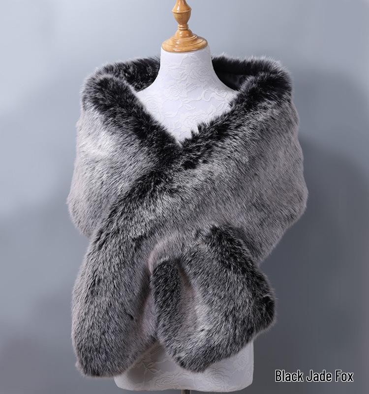 Women's Faux Fox Fur Shawl Cloak: Thick Autumn/Winter Bridal Evening Scarf and Neck Warmer