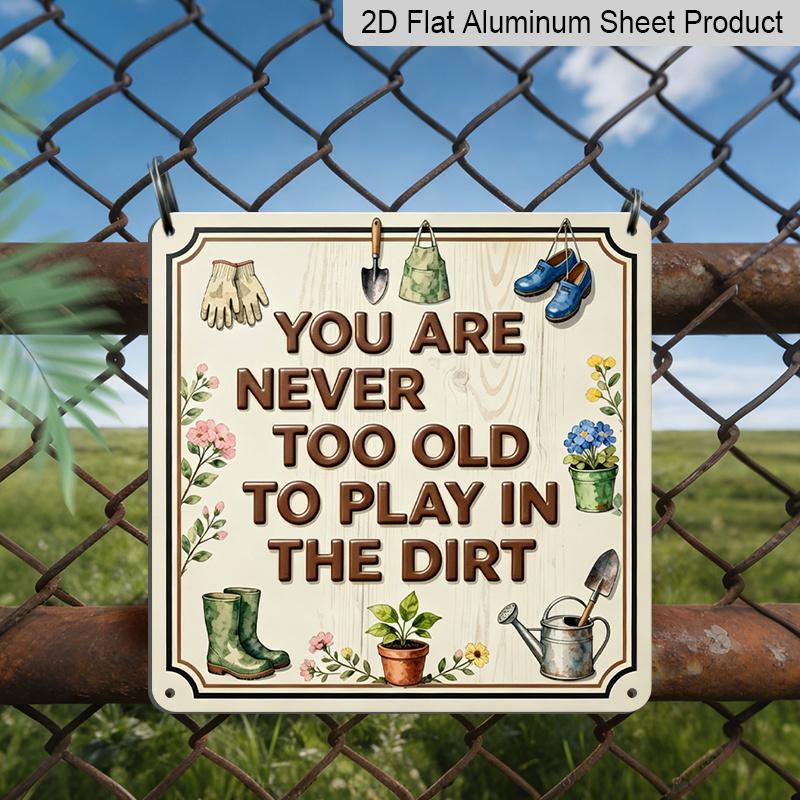 

2D Flat - 1pc, Vintage Metal Aluminum Decorative Sign, Gardening Positive Lifestyle Slogan, Retro Wall Decor, Home Decoration Suitable for Garden 20*20cm