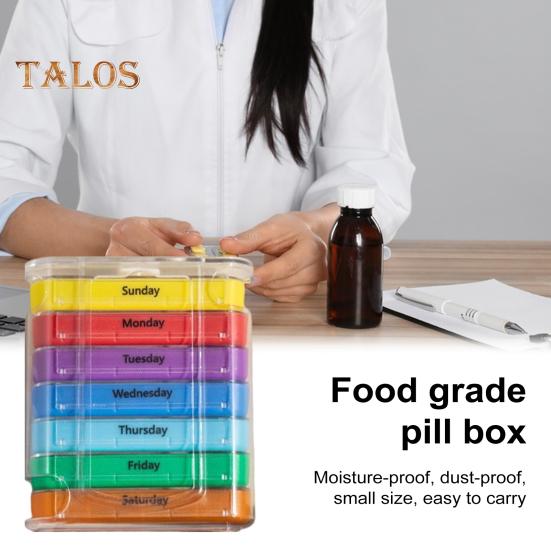 Pillendose, Medikamenten-Aufbewahrungsbox mit mehreren Fächern, BPA-frei, wasserdicht, feuchtigkeitsbeständig, wöchentliche Pillenbox