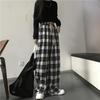 Black and White Plaid Pants Oversize Women Casual Loose Wide Leg Trousers Ins Retro Teen Straight Trousers Hiphop Streetwear
