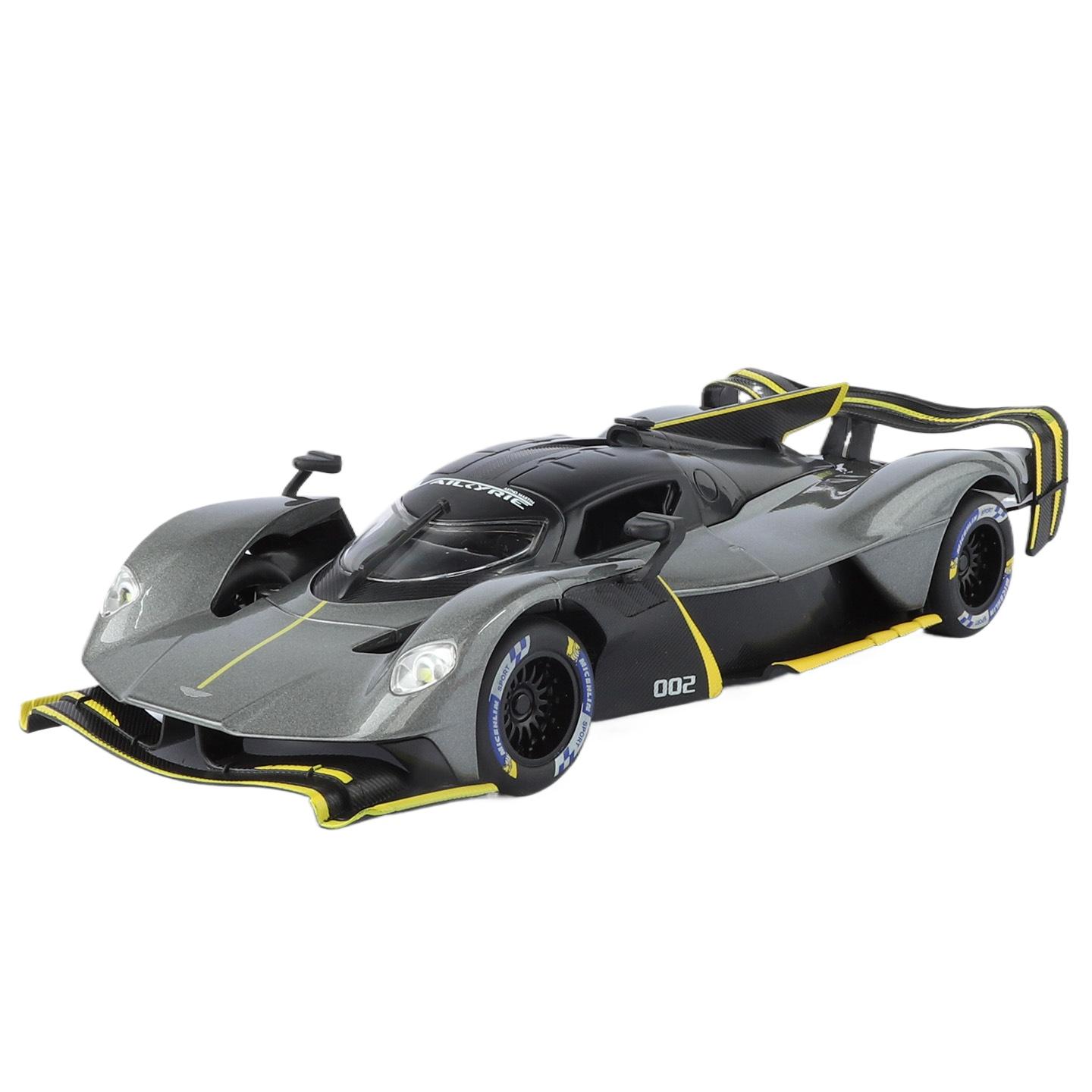 

1/24 Scale Diecast Model of Aston Martin Valkyrie Alloy Sports Car Toy with Sound and Light Children Boy Birthday Gift Home Decor сірий