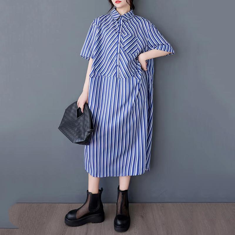 

XITAO Patchwork Print Stripe Pullover Dress GYX1572 One Size жовтий