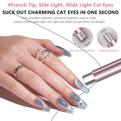 Nail Cat Eye Magnetic Ball With Nail Magnetic Stick Tool Set Double-head Strong Magnet Pen 3D Cat Eye Gel Nail Supplies