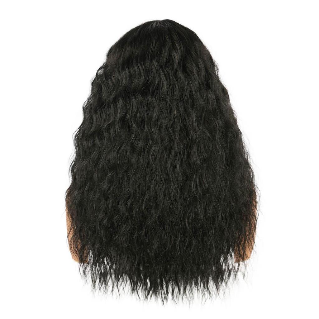 Cross-Border Curly Wave Wig for Women - Black Small Curls Synthetic Fiber Headpiece